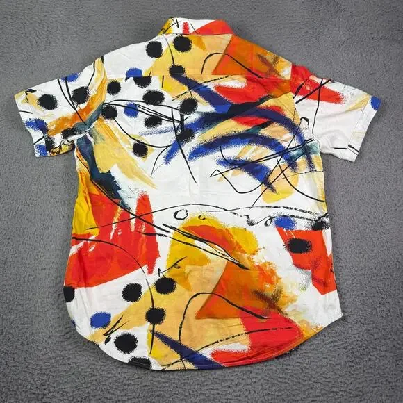 Robert Graham Shirt Mens L Multicolor Abstract Japanese Art Floral Dragon Accent - Picture 5 of 8